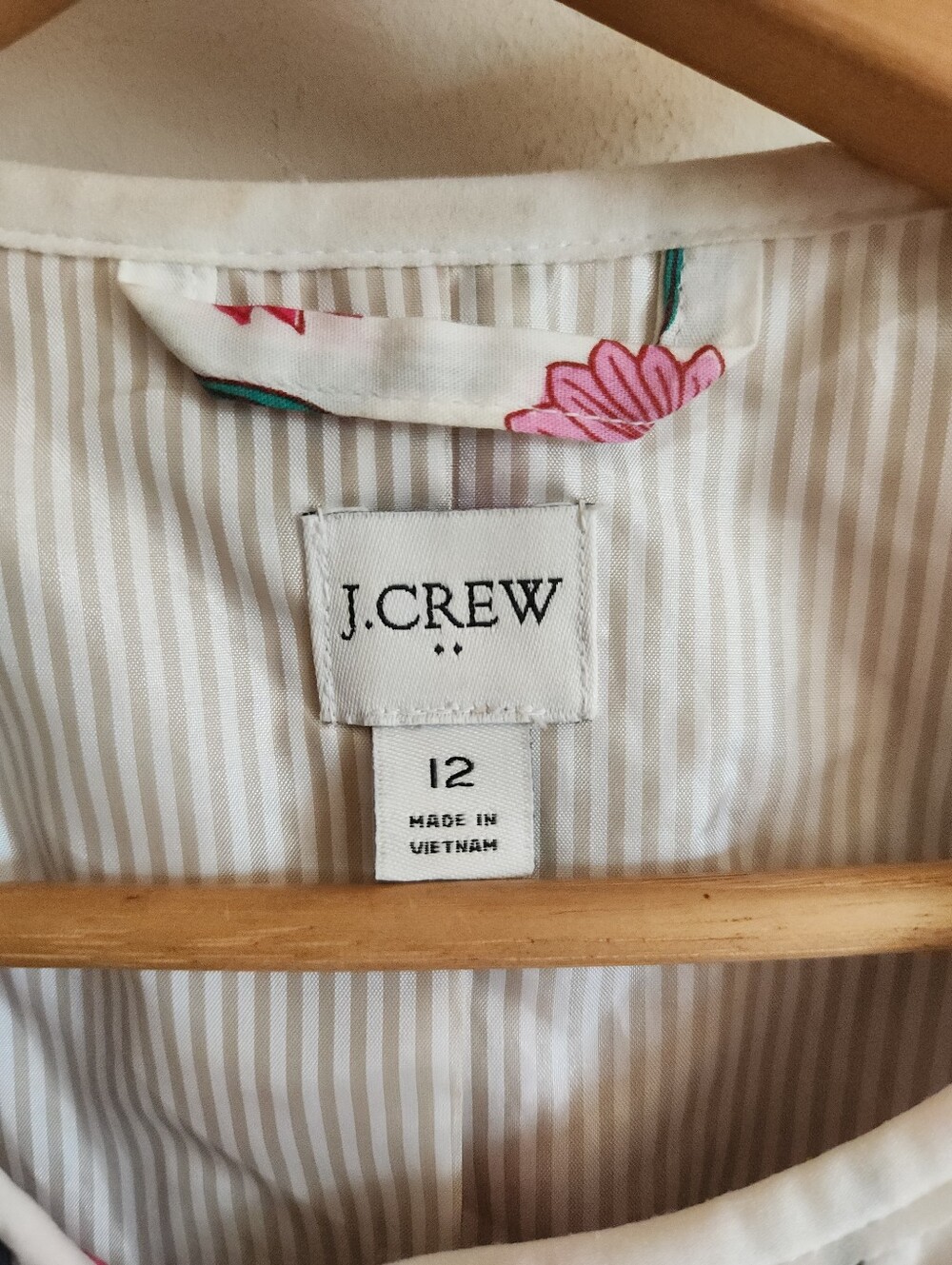 J.Crew Quilted Jacket Blazed Cream Pink Floral Cotton Blend Large 12 - Picture 2 of 9
